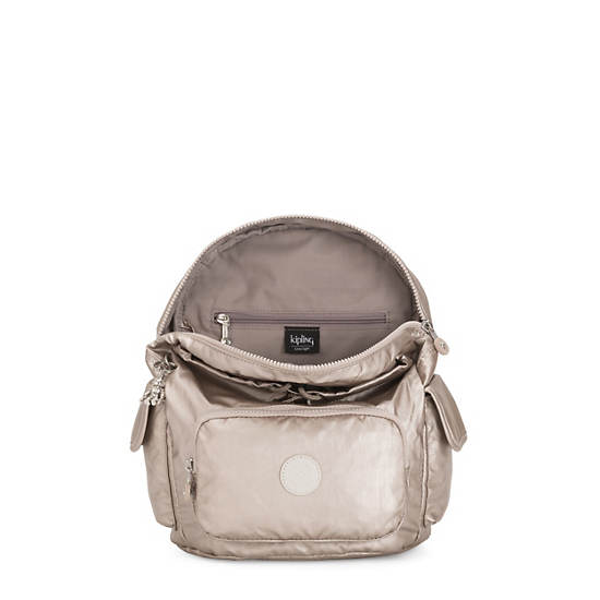 Kipling City Pack Small Metallic Ryggsekk Beige | NO 1700FD